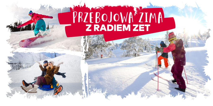 Plakat akcji z ludźmi uprawiającymi sport na śniegu